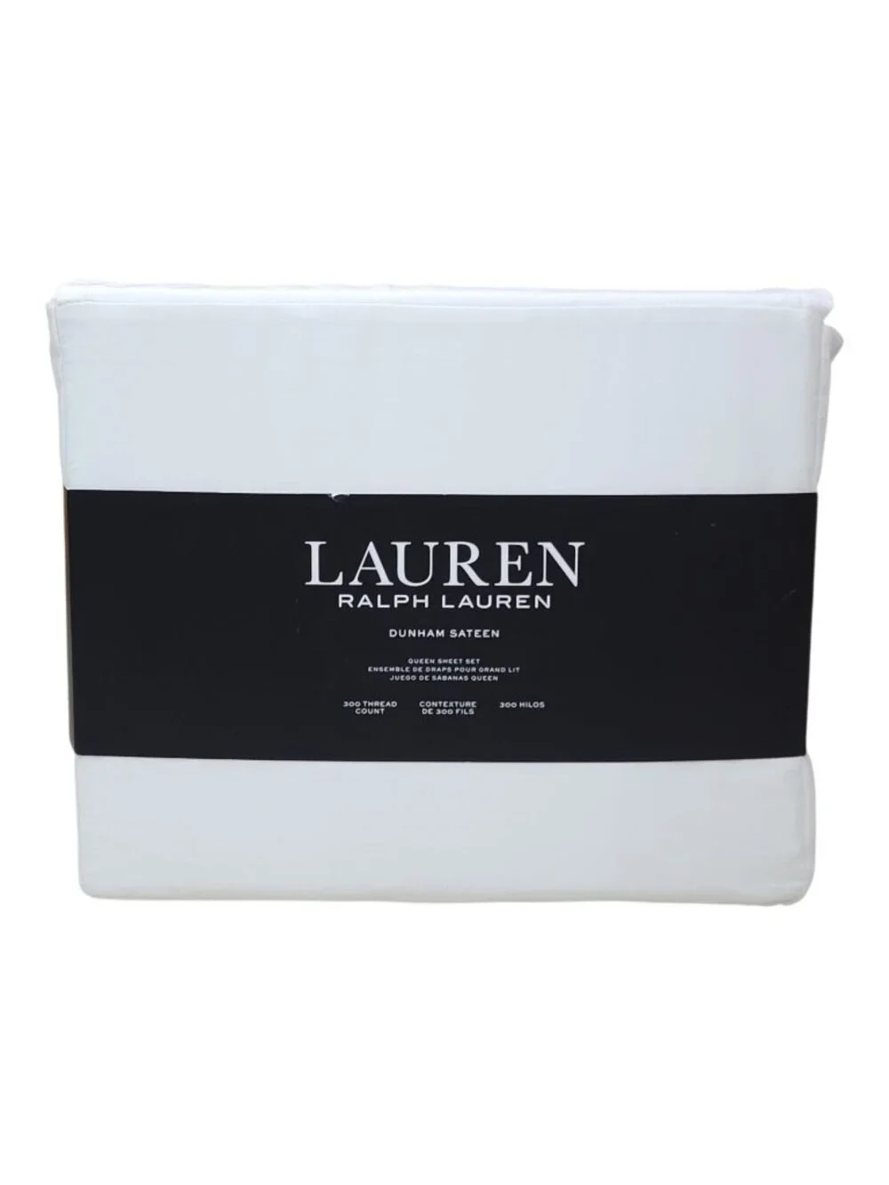 Lauren Ralph Lauren Dunham Sateen Queen White Sheet Set 300 Thread Count Cotton